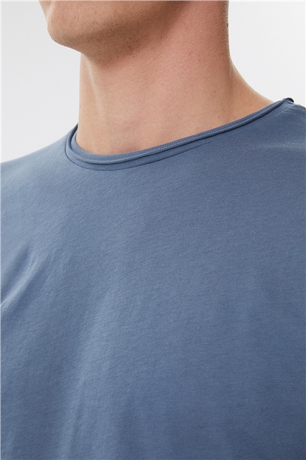 Gael Erkek %100 Pamuk Bisiklet Yaka T-Shirt İndigo