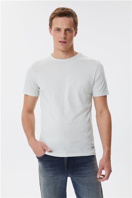 Gael Erkek %100 Pamuk Bisiklet Yaka T-Shirt Su Yeşili