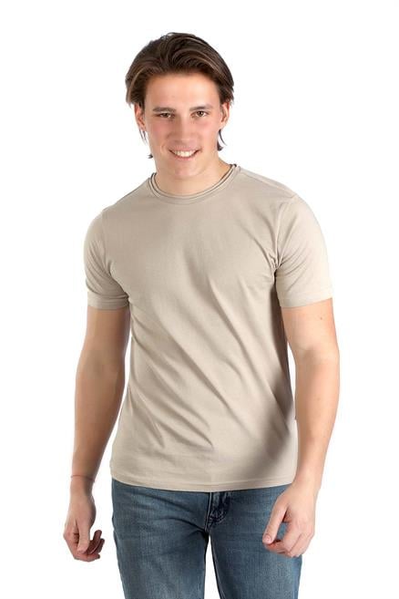 Gael Erkek %100 Pamuk O Yaka T-Shirt Bej
