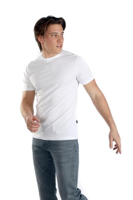 Gael Erkek %100 Pamuk O Yaka T-Shirt Beyaz