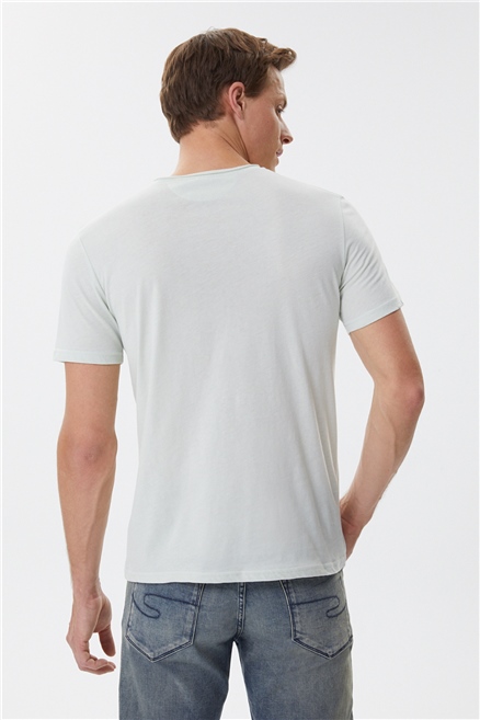 Gael Erkek %100 Pamuk Bisiklet Yaka T-Shirt Su Yeşili