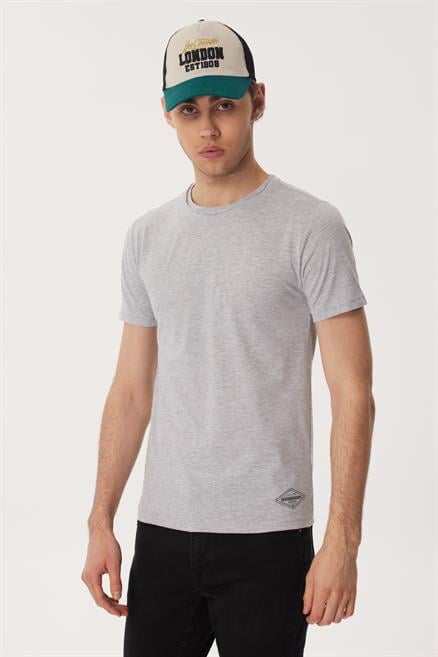 Gael Erkek %100 Pamuk O Yaka T-Shirt Gri Melanj