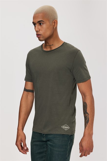 Gael Erkek %100 Pamuk O Yaka T-Shirt Haki