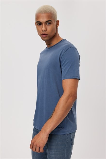 Gael Erkek %100 Pamuk O Yaka T-Shirt İndigo