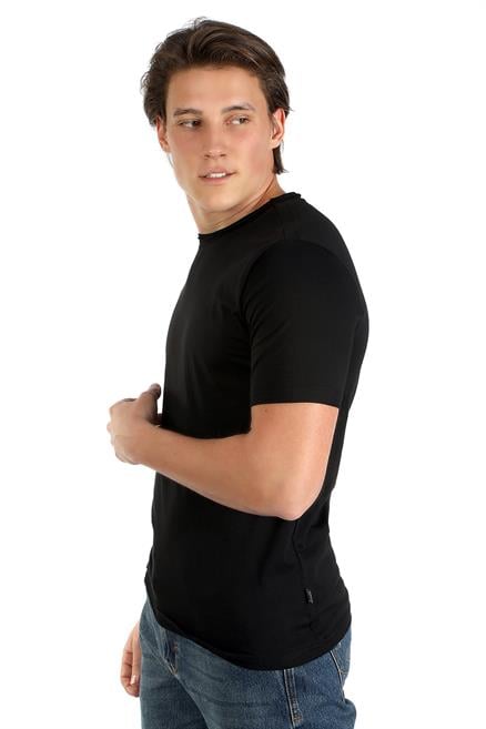 Gael Erkek %100 Pamuk O Yaka T-Shirt Siyah