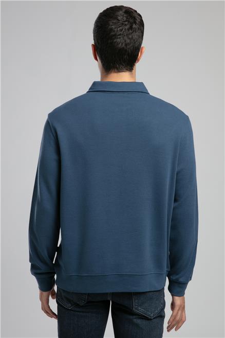 Gale Erkek Polo Yaka Sweatshirt Mavi
