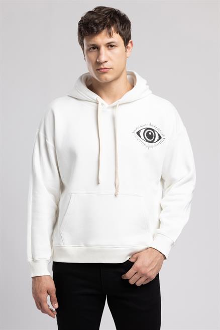 Garci Erkek Kapüşonlu Sweatshirt Beyaz