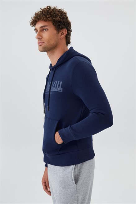 Garen Erkek Kapüşonlu Sweatshırt Lacivert