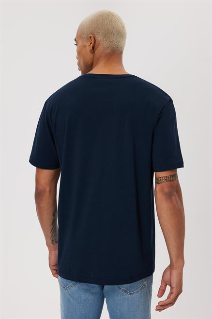Gawain Erkek %100 Pamuk O Yaka T-Shirt Lacivert
