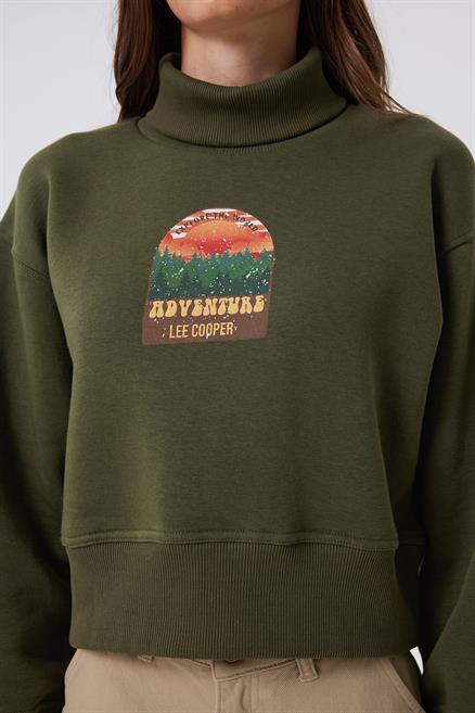 Gloria Kadın %100 Pamuk Sweatshirt Haki 
