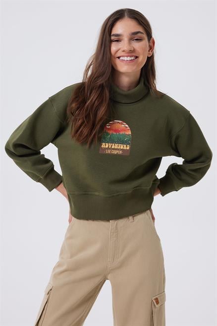 Gloria Kadın %100 Pamuk Sweatshirt Haki 