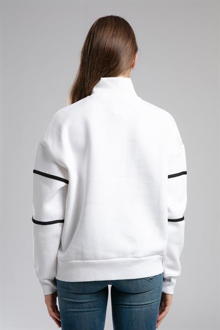 Grace Kadın Dik Yaka Sweatshirt Beyaz