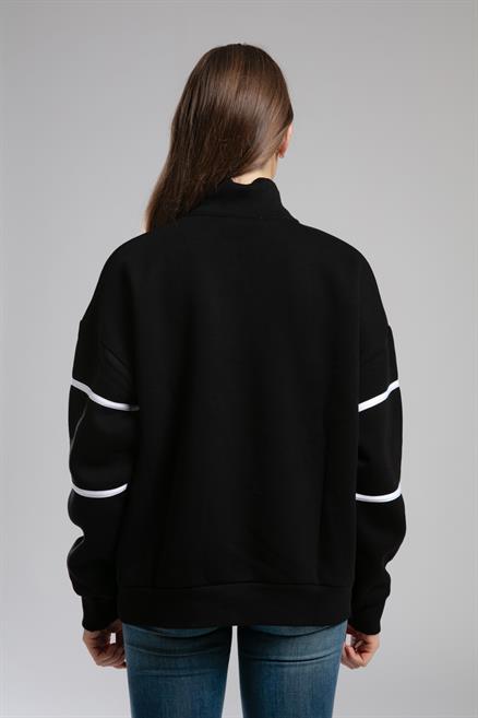 Grace Kadın Dik Yaka Sweatshirt Siyah