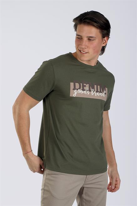 Grant Erkek %100 Pamuk O Yaka T-Shirt Haki