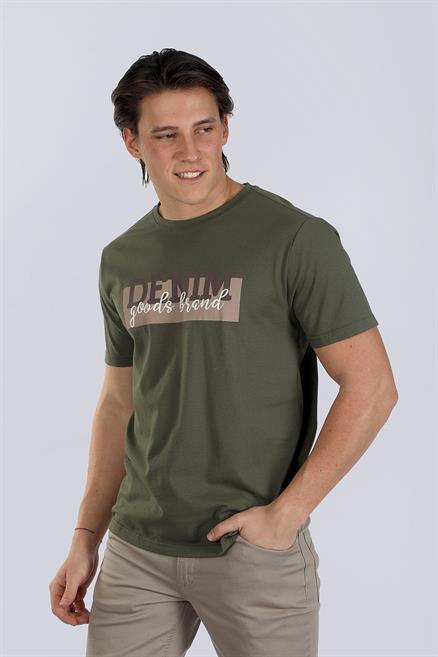 Grant Erkek %100 Pamuk O Yaka T-Shirt Haki