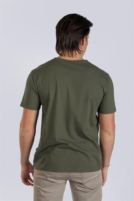Grant Erkek %100 Pamuk O Yaka T-Shirt Haki