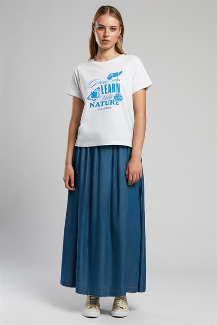 Grow Kadın %100 Pamuk O Yaka T-Shirt Beyaz