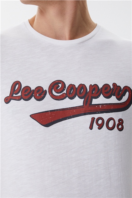 Hardy Erkek %100 Pamuk Bisiklet Yaka T-Shirt Beyaz