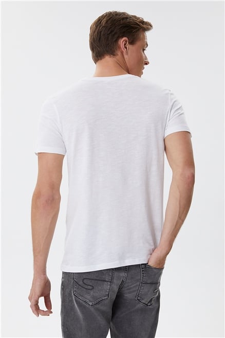Hardy Erkek %100 Pamuk Bisiklet Yaka T-Shirt Beyaz