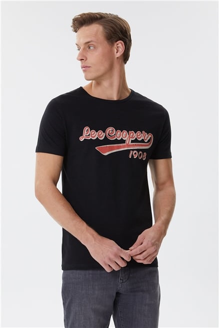 Hardy Erkek %100 Pamuk Bisiklet Yaka T-Shirt Siyah