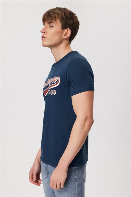 Hardy Erkek %100 Pamuk O Yaka T-Shirt Lacivert