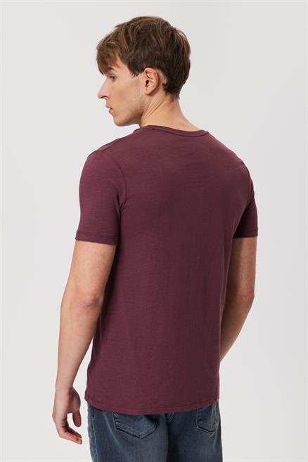 Hardy Erkek %100 Pamuk O Yaka T-Shirt Mürdüm