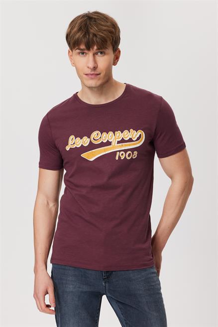 Hardy Erkek %100 Pamuk O Yaka T-Shirt Mürdüm