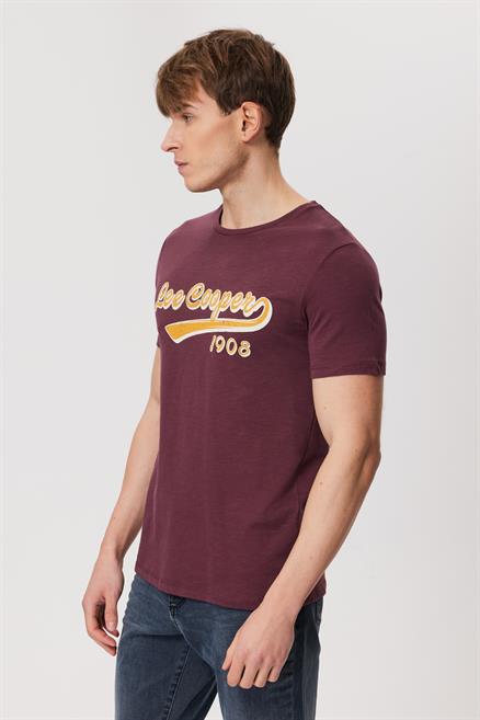 Hardy Erkek %100 Pamuk O Yaka T-Shirt Mürdüm