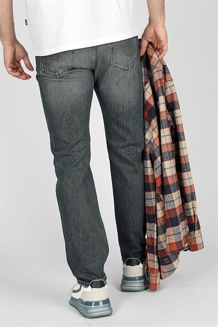 Harry Erkek Straıght Normal Kesim Normal Bel Düz Paça Jean Pantolon Mavi