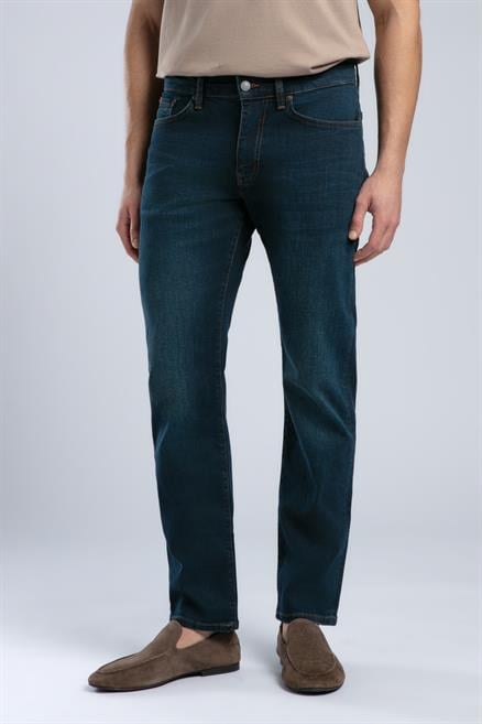 Harry Erkek Straıght Normal Kesim Normal Bel Düz Paça Jean Pantolon Mavi