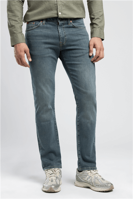 Harry Erkek Straıght Normal Kesim Normal Bel Düz Paça Jean Pantolon Yeşil