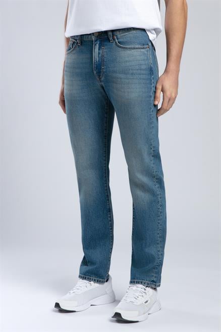 Harry Erkek Straıght Normal Kesim Normal Bel Düz Paça Jean Pantolon Mavi