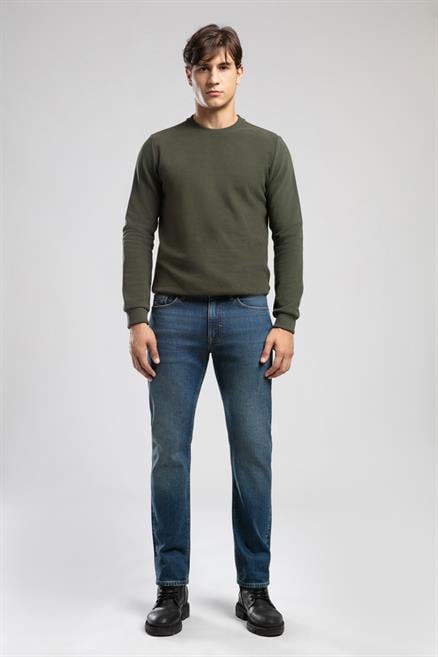 Harry Erkek Straıght Normal Kesim Normal Bel Düz Paça Jean Pantolon Mavi