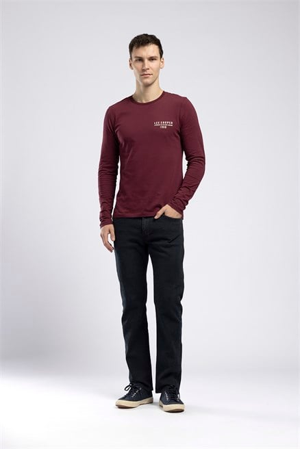 Harry Erkek Straight Normal Bel Düz Paça Jean Siyah Premium Doku