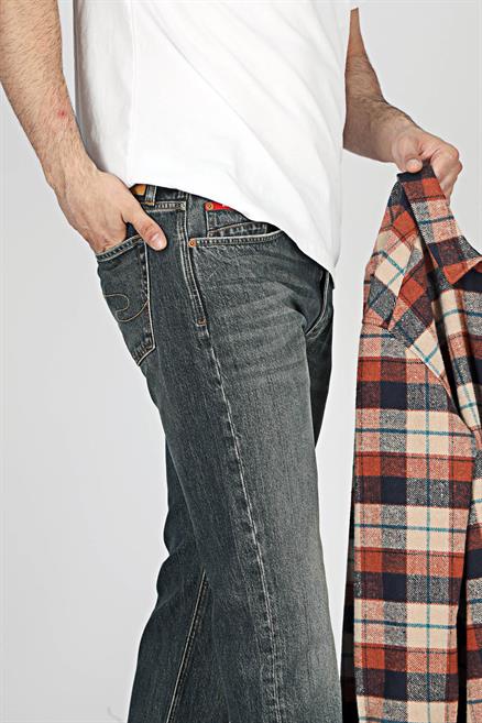 Harry Erkek Straıght Normal Kesim Normal Bel Düz Paça Jean Pantolon Mavi