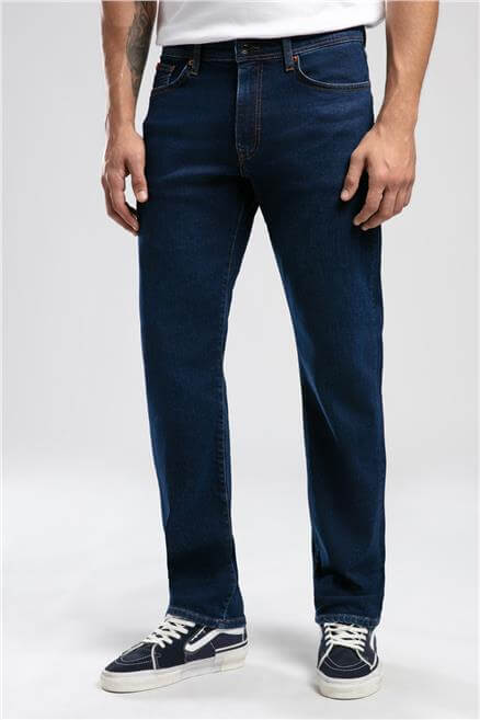 Harry Erkek Straıght Normal Kesim Normal Bel Düz Paça Jean Pantolon Mavi