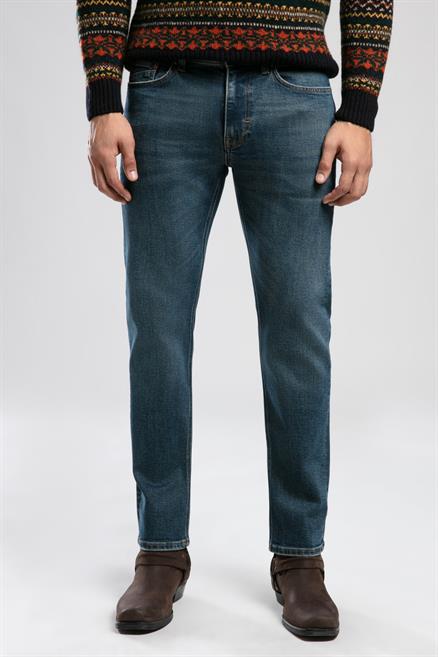 Harry Erkek Straıght Normal Kesim Normal Bel Düz Paça Jean Pantolon Mavi