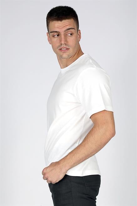 Hevass Erkek %100 Pamuk O Yaka T-Shirt Beyaz