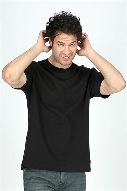 Hevass Erkek %100 Pamuk O Yaka T-Shirt Siyah