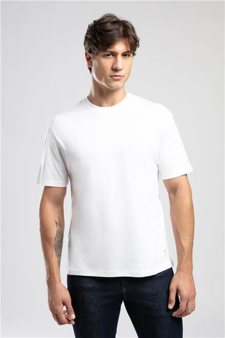 Hevass Erkek O Yaka T-Shirt Beyaz