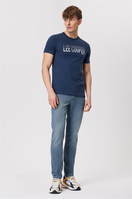 Huge Erkek %100 Pamuk O Yaka T-Shirt Koyu İndigo