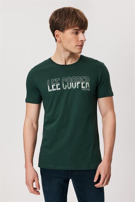 Huge Erkek %100 Pamuk O Yaka T-Shirt Koyu Yeşil