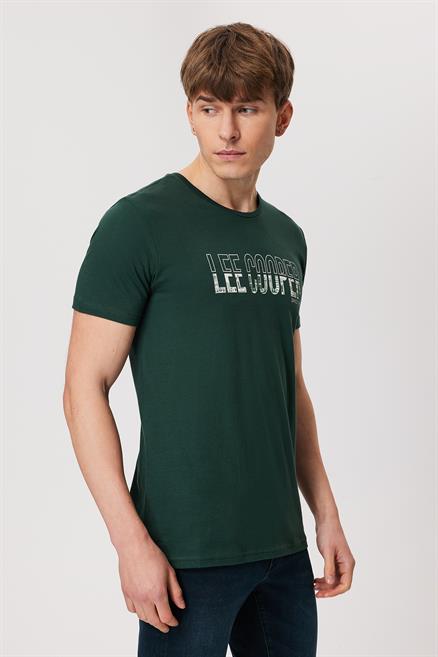 Huge Erkek %100 Pamuk O Yaka T-Shirt Koyu Yeşil