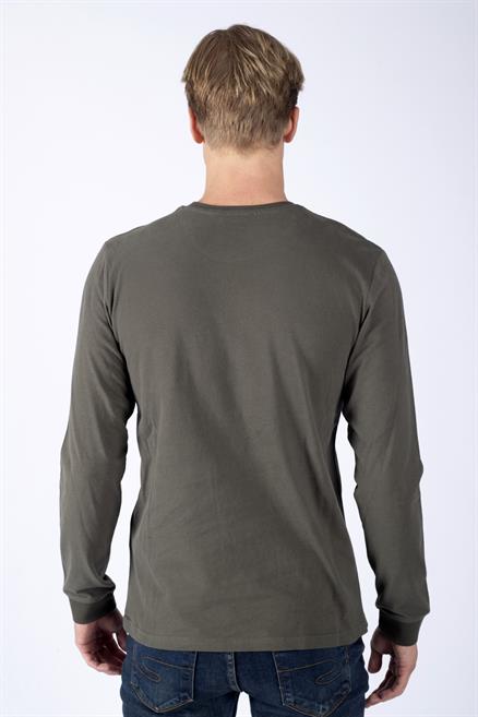 Hugh Erkek %100 Pamuk Uzun Kol T-Shirt Haki 