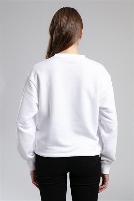 Hylda Kadın O Yaka Sweatshirt Beyaz