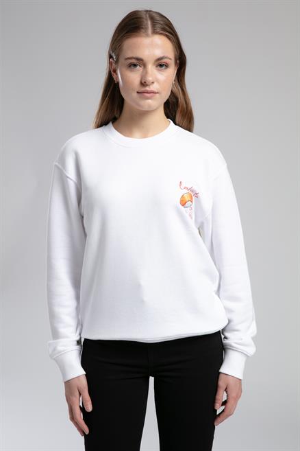 Hylda Kadın O Yaka Sweatshirt Beyaz