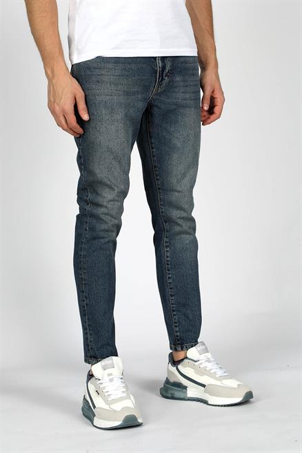 Jack Erkek Slım Dar Kesim Yüksek Bel Dar Paça Jean Pantolon Mavi