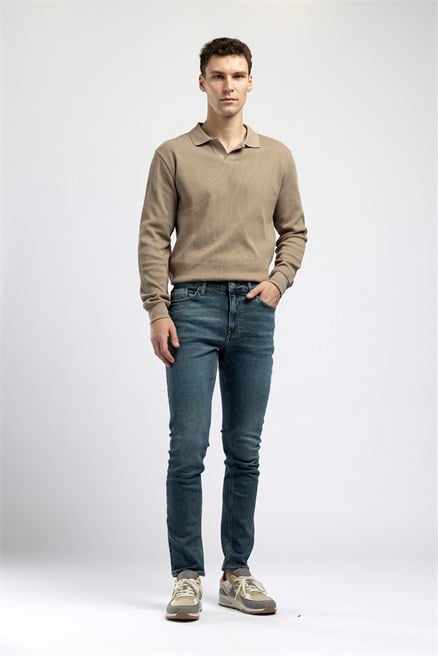 Jack Erkek Yüksek Bel Dar Kesim Jean Mavi