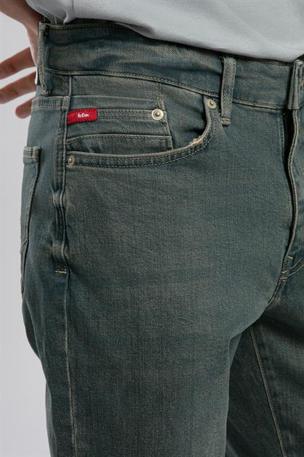 Jack Erkek Slım Dar Kesim Yüksek Bel Dar Paça Jean Pantolon Yeşil