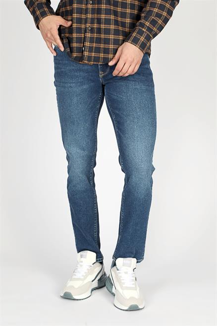 Jack Erkek Slım Dar Kesim Yüksek Bel Dar Paça Jean Pantolon Mavi
